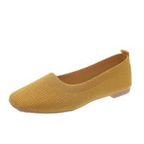 Fashion Women's Ballet Flats Knitting Casual Shoes Slip-on Cute Ballerina Casual Leather Without Heels Comfortable Low Price Shoe New In 35 geltona