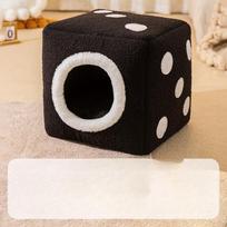 House Type Kennel Autumn and Winter Warm Enclosed Pet Dog Bed Cat Kennel Small Dog Teddy Pet Cat Mat S- 46*46*46cm black