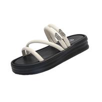 Fashion Shoes Woman 2024 Rubber Flip Flops Female Slippers Low Luxury Slides Platform Hawaiian New Beach Summer Designer Rome Fashion Ho 35 smėlis