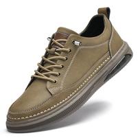 Fashion British Style Casual Tenis Masculino Shoes Men 2024 New Genuine Leather Slip on Outdoor Shoes Fashion Driving Walking Sneakers 37 chaki