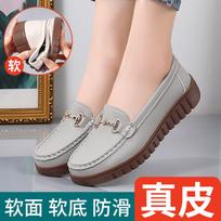 Fashion Women's Luxury Flat Shoes Ballet Dance  Casual Shoes Leather Breathable Women's Boat White Flat Shoes Women's high-quality 2024 35 pilka spalva