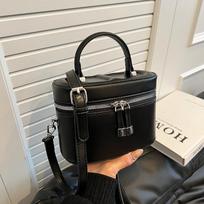 A senior PU solid color shoulder bag handbag storage bag, fashion, large capacity, can be loaded into cosmetics jewelry mobile gray