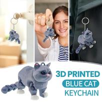 3D spausdintas mėlynas katės raktų pakabukas, vaikiškas žaislas, pakabukas One Size pilka