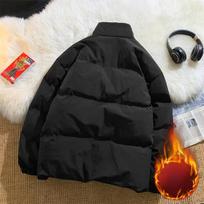T Women Autumn Trendy Korean Winter Thicken Padded Jacket Women Stand Collar Solid Color Cotton Puffer Jacke Youth Casual Parkas XXXXL juoda