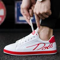 Fashion Men Tenis Shoes Male Sneakers Comfortable Flats Spring White Casual Leather Fashion Men Shoes Lace Up Walking Shoes Tênis 39 raudona