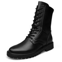 Fashion Fashion Men's High Boots Fur Lace Up 2019 Leather Army Boots High Quality Men Boot Winter Men Shoes Plus Size 52 5.5 juoda