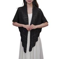 Moteriška mezgimo skara Vienspalvė Fringe Design Lengva universali tuščiavidurė skara atvira juoda