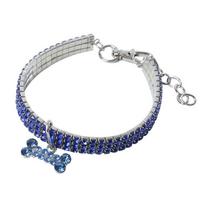 Chain Jewelry Diamond Bone Pendant Puppy Kitten Dog Collar Pet Supplies Pet Necklace Cat Jewelry mėlyna