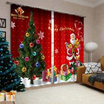Christmas Pattern Thick Blackout Curtain Printed Partition Kitchen Door Decorative Cartoon High Shading Drapes Cafe Restaurant W55 X H120cm X 2&HOOK