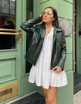 Stylish Handmade Women's Green Leather Jacket Genuine Lambskin Motorcycle Biker XS žalia