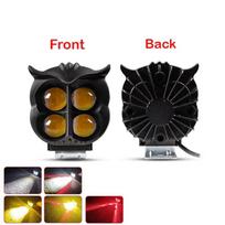 1/2pcs Motorcycle Headlight LED Spot Light Owl Shape 4 Light Modes Dual Color White Yellow Strobe Fog Light Universal 1pcs black