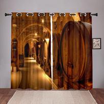 Red Wine Cellar Barrel Vineyard Tuscany Blackout Window Curtain for Living Room Bedroom Bathroom Kicthen Cupboard Decor Hooks W50 X H130(CM)X2&Hook