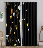 Abstract Silver Glass Pyramids Rendering Blackout Window Curtain for Living Room Bedroom Bathroom Kicthen Cupboard Decor Hooks W50 X H130(CM)X2&Hook