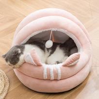 Cartoon Cat Nest Semi-enclosed Cat Nest and Kennel Comfortable and Plush Pet Nest for All Seasons  Non-detachable S