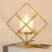 Candle Holder Stand for Tabletop Events and Celebrations Square  gold beige