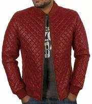 Genuine Lambskin Leather Red Jacket New Handmade Stylish Men's Biker Motorcycle XS raudona
