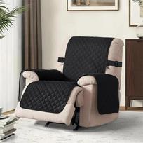 1 Seater Water Repellent Quilted Recliner Sofa Cover Pets Dog Kids Recliners Mat Non-slip with Elastic Strap Armchair Protector gray
