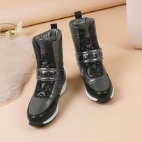 Krazing Pot Microfiber Down Boots Winter Shoes Med Heels Size 44 Wedges Super Size Snow Boots Hook Loop Mixed Color Keep Warm Mid-calf Boots 35 pilka