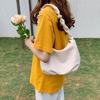 New Fashion Soft Leather One Shoulder Dumpling Bag Versatile Underarm Bag Folded Cloud Bag Women's Shoulder Bag (30cm<Max Length<50cm) white
