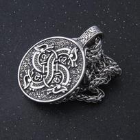 Nerūdijančio plieno vikingo drakono pakabukas – keltų okultinio talismano karoliai su kilio grandinėle vyrams ir moterims Šiaurės šalių papuošalai Single Pendant gray
