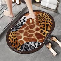 Spliced Leopard Print Crystal Velvet Floor Mat Bathroom Absorbent Non-slip Mat Porch Door Mat Dirty and Wear-resistant 40 * 60cm crystal velvet