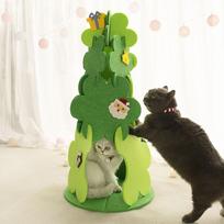 Christmas Tree Cat Bed Xmas Kitten Hut, Decoration, Triangle Pet Teepee Tents for Cats black