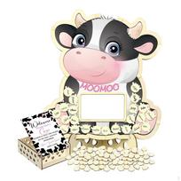 Baby Shower Book, Photo Book with Sign for Shower, Frame Ceremony, Birthday Cow white