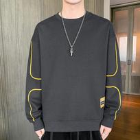 Didelio dydžio 8XL žieminis megztinis vyrams Mada Vyriškas madingas laisvas topas apvaliu kaklu Ilgomis rankovėmis Apatinis marškinėlis Drabužiai 8XL black