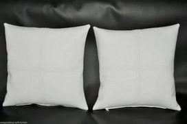 White Home Decor Genuine Soft Decent Pillow Cushion Cover Lambskin Real Leather 14 x 14 in balta