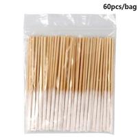 30/60 vnt. vienkartiniai ilgesni medvilniniai pagaliukai-šepetėliai, nepūkuoti mikro šepetėliai, medvilnė ant medžio 60PCS white