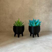 2 Pieces Mini Black Flower Pot Succulent Plant Pot Desktop Ornament Plastic Planter Nursery Pot juoda