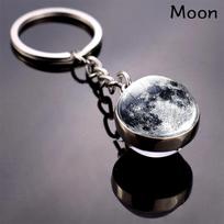 Glass Ball Solar System Keychain Gift Set, Earth/Saturn/Sun/Mars/Mercury/Jupiter/Moon, suitable for Eid al-Fitr, Ramadan Moon