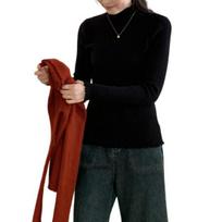 Megzti viršutiniai drabužiai Vienspalviai Pusaukštis Apykaklė Ilgomis Rankovėmis Perregimi Apvadai Baziniai Viršutiniai Drabužiai Prigludę Aukšto Elastingumo Pagrindiniai Viršutiniai Drabužiai