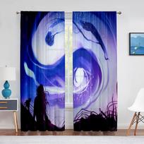 Yin Yang Eight Diagrams Trippy Psychedelic Art  Curtains for Bedroom Window Decor Living Room Curtains Blinds Drapes 2 Panels Milled cotton fabric&Rod Pocket white