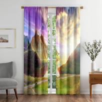 Colorful Nature Landscape SkyPrinting Blackout Window Curtain for Living Room Bedroom Bathroom Kicthen Door Cupboard Decor Hooks W50 X H130(CM)X2&Hook