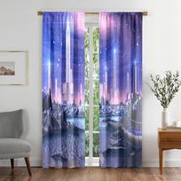 Colorful Space Galaxy Planet Cartoon Blackout Window Curtain for Living Room Bedroom Bathroom Kicthen Door Cupboard Decor Hooks W50 X H130(CM)X2&Hook