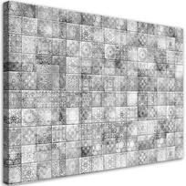 Canvas print, Oriental mosaic on grey tiles 60x40 pilka spalva