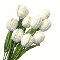 6 Pcs Artificial Flower Fake Tulips Bouquet for Decoration Tulip Crochet Forever Flowers Bouquet for Table Decor Handmade with Stem & Leaf Tulip 6 Pcs balta