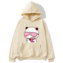 Couple Hoodies Bubu Is Watching Movie With Dudu Plus Size Sweatshirt Cartoon Kawaii Print Pullover Harajuku Unisex Women Sudaderas L smėlis