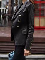 Real Lambskin Handmade Black Blazer Formal Designer Leather Party Stylish Women S juoda