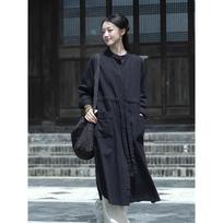 Moterų kiniško stiliaus tvarstis tranšėjos stovas ilgomis rankovėmis vienspalviai rudeniniai paltai sagų kišenės tranšėjos One Size juoda