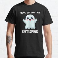 Summer Men Fashion Casual Short Sleeves Mood of The Day Satisfied Black Tees Oversized T-shirts S mėlyna