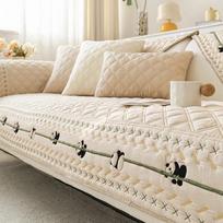 Pure Cotton Embroidered Sofa Cover L Shaped Couch Cushion Home Decoration Universal for All Seasons Sofa Cover Machine Washable 70x70 gray