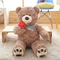 Rose Teddy Bear Doll Big Stuffed Bear Pillow Plush Toy Doll Birthday Gift Plush Toys Cute Pillow Cushion Children's Doll Cotton 60cm beige