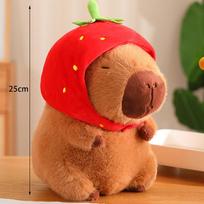 Strawberry Hat Capybara Plush Toy Simulation Turtle Backpack Capibara Stuffed Animals Pendant Plush Toy Stuffed Doll Kids Gifts red