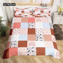 Cute Rainbow Duvet Cover Set Single for Microfiber Cartoon Bedding Set Sun Moon Star Comforter Cover Teens Girls Room Decor EU single(135x200cm) brown