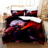 2014 Tokyo Ghoul Bedding Set Single Twin Full Queen King Size Hip Hop Anime Bed Set Teenager Bedroom Duvetcover Sets 3D Print 02 EU single(135x200cm)
