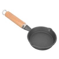Karšto aliejaus keptuvė Kiaušinių kepimo puodas Ketaus keptuvės Grotelės Mini medinis kaitinimo prietaisas Ilga rankena Kempingo indai Nelipnus 27.5x11cm beige
