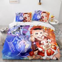 Anime Genshin Impact Xiao SUCROSE Qiqi Duvet Cover Cartoon Bedding Sets Bed Set Quilt Comforter Covers Home Textiles EU single(135x200cm) blue