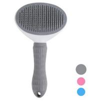Automatic Pet Hair Removal Comb for Cats & Dogs – One-Click Styling Brush. gray